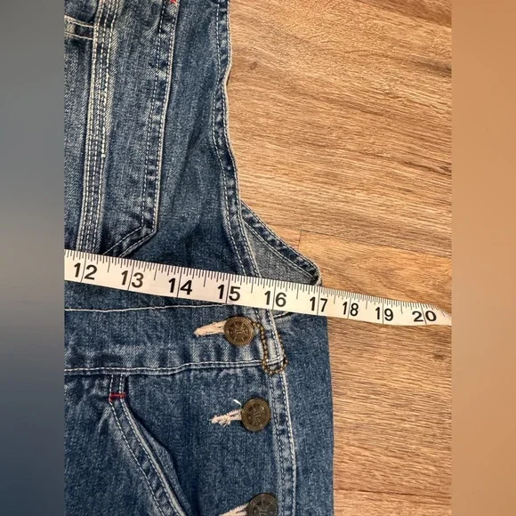 Vtg 90s SO.LA Blues Bib Overalls L Denim Carpenter Y2K Garage Street Wear - Picture 8 of 9